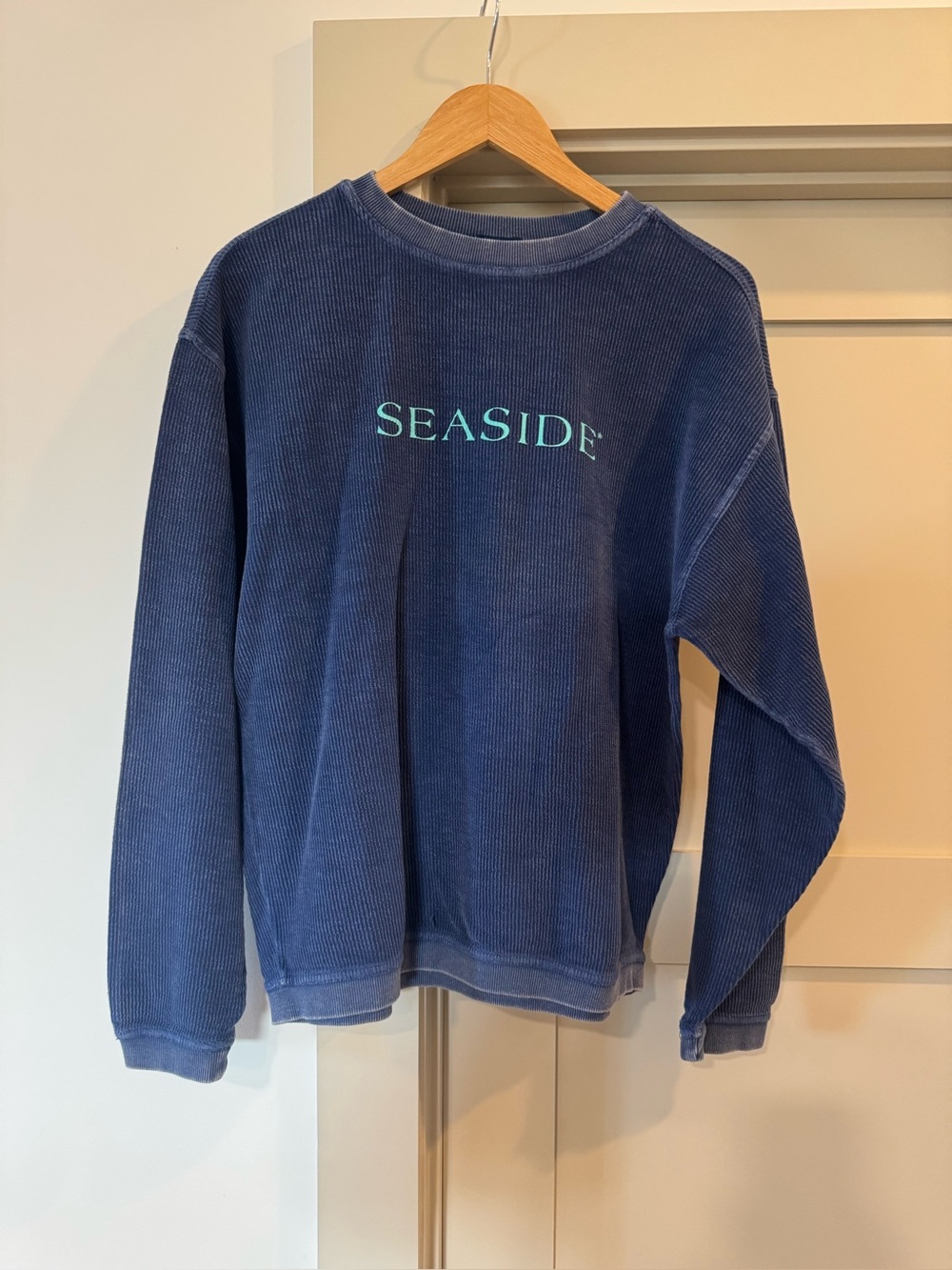 Seaside Navy Corded Crewneck Sweater